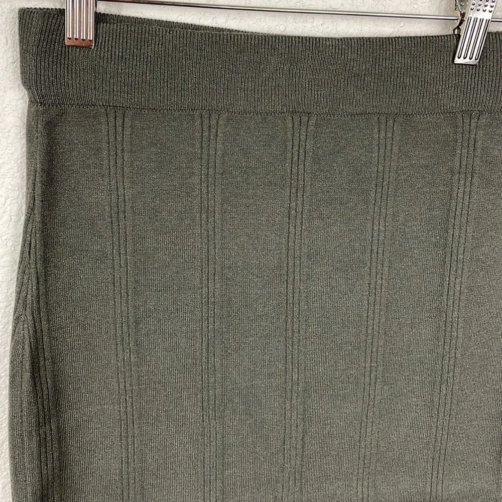 NWT L’Agence Jessica Rib Knit Midi Skirt Pencil Green Gray Juniper Sz XS